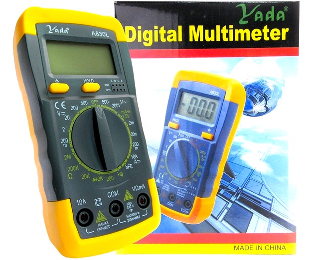Multímetro Digital Negro/Amarillo con Buzzer